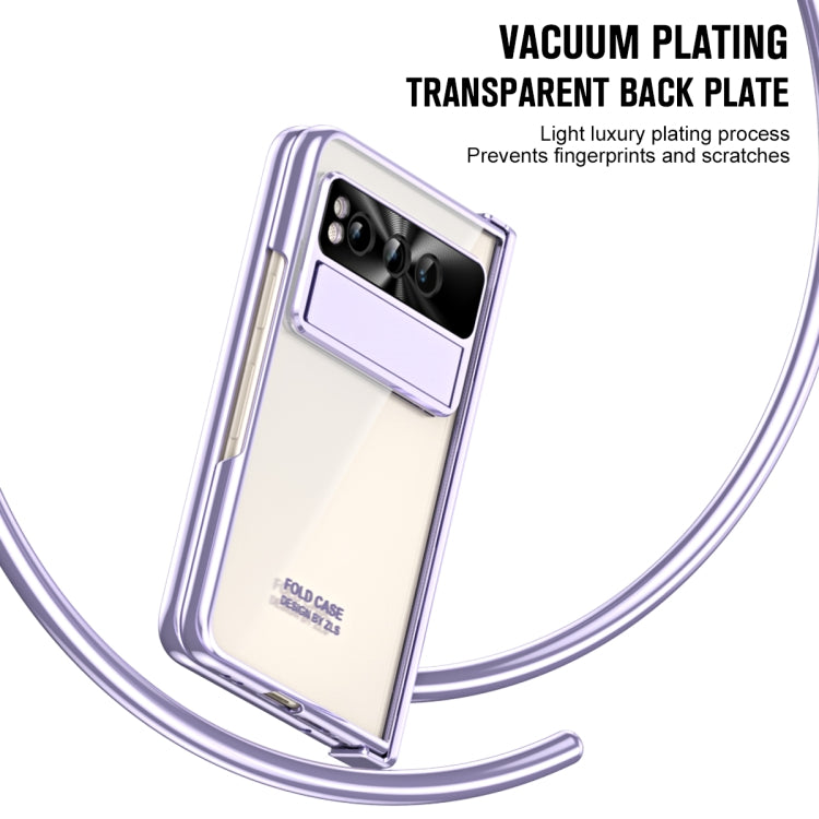 For Google Pixel Fold Integrated Electroplating Folding Phone Case with Hinge(Purple) - Google Cases by buy2fix | Online Shopping UK | buy2fix