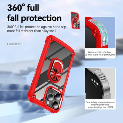 For iPhone 16 Pro TPU + PC Lens Protection Phone Case with Ring Holder(Red) - iPhone 16 Pro Cases by buy2fix | Online Shopping UK | buy2fix