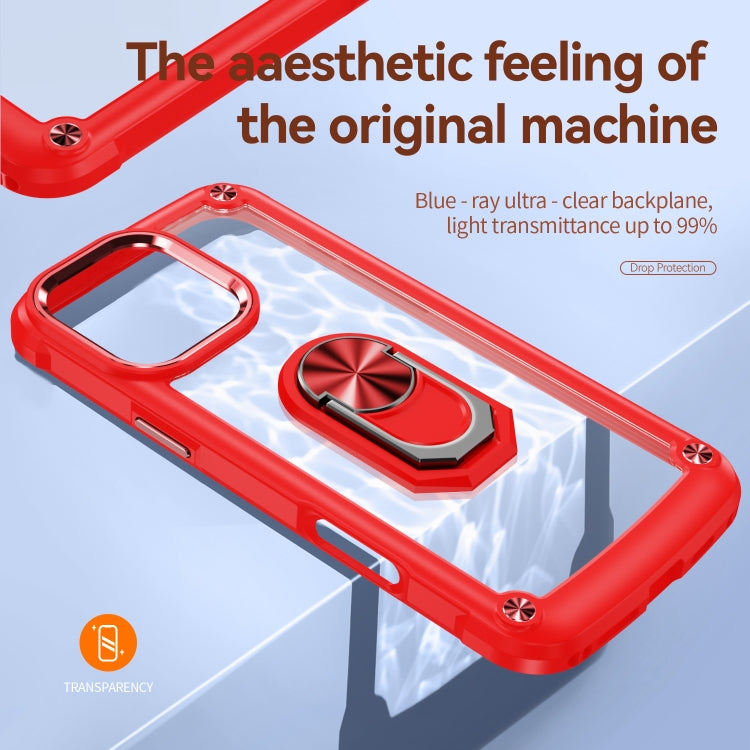 For iPhone 16 Pro TPU + PC Lens Protection Phone Case with Ring Holder(Red) - iPhone 16 Pro Cases by buy2fix | Online Shopping UK | buy2fix