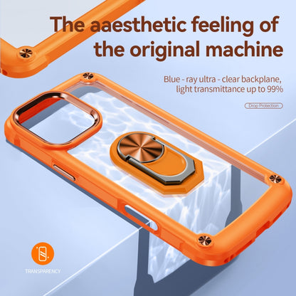 For iPhone 16 Pro TPU + PC Lens Protection Phone Case with Ring Holder(Orange) - iPhone 16 Pro Cases by buy2fix | Online Shopping UK | buy2fix