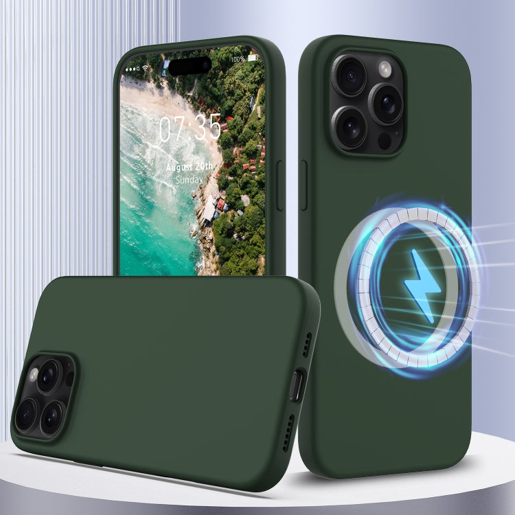 For iPhone 16 Pro Max Shockproof Silicone Magsafe Phone Case(Dark Green) - iPhone 16 Pro Max Cases by buy2fix | Online Shopping UK | buy2fix