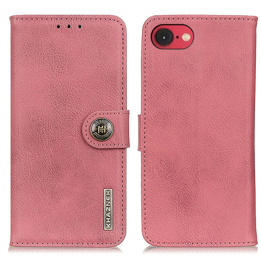 For iPhone SE 2024 KHAZNEH Cowhide Texture Horizontal Flip Leather Phone Case(Pink) - More iPhone Cases by buy2fix | Online Shopping UK | buy2fix