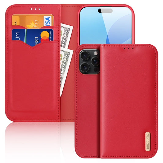 For iPhone 16 Pro Max DUX DUCIS Hivo Series Cowhide + PU + TPU Flip Phone Case(Red) - iPhone 16 Pro Max Cases by DUX DUCIS | Online Shopping UK | buy2fix