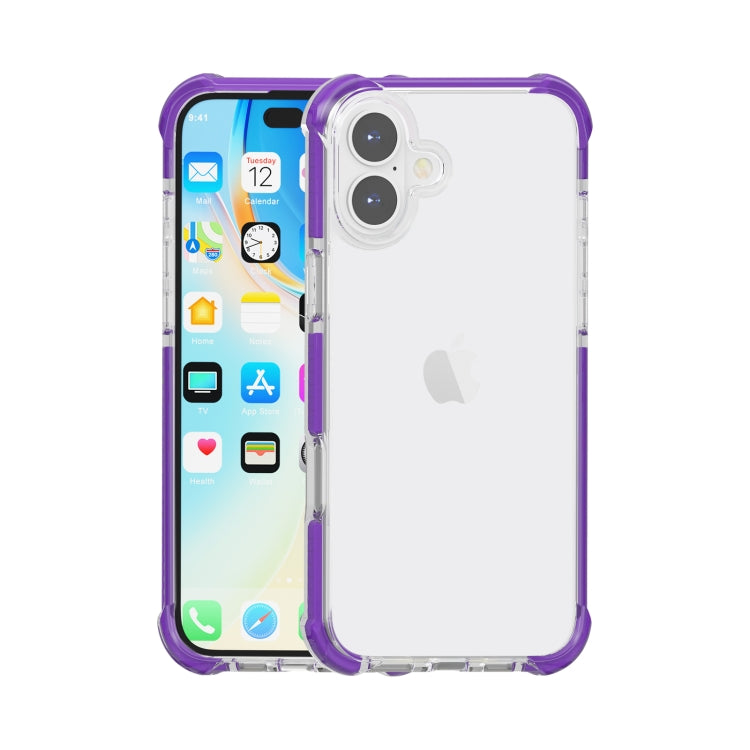 For iPhone 16 Plus Four-corner Shockproof TPU + Acrylic Phone Case(Purple) - iPhone 16 Plus Cases by buy2fix | Online Shopping UK | buy2fix