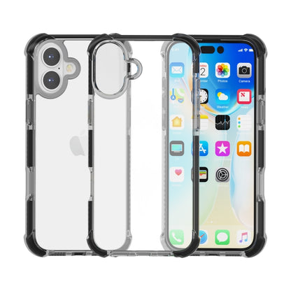 For iPhone 16 Four-corner Shockproof TPU + Acrylic Phone Case(Black) - iPhone 16 Cases by buy2fix | Online Shopping UK | buy2fix