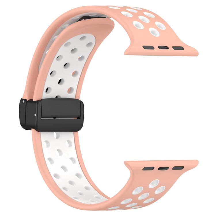 For Apple Watch SE 40mm Magnetic Buckle Silicone Watch Band(Pink White) - Watch Bands by buy2fix | Online Shopping UK | buy2fix