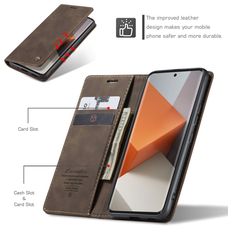 For Xiaomi Redmi Note 13 Pro+ CaseMe 013 Multifunctional Horizontal Flip Leather Phone Case(Coffee) - Xiaomi Cases by CaseMe | Online Shopping UK | buy2fix