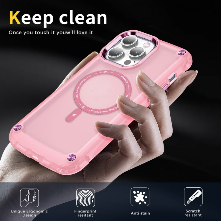 For iPhone 15 Pro Skin Feel TPU + PC MagSafe Magnetic Phone Case(Transparent Pink) - iPhone 15 Pro Cases by buy2fix | Online Shopping UK | buy2fix