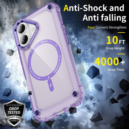 For iPhone 16 Skin Feel TPU + PC MagSafe Magnetic Phone Case(Transparent Purple) - iPhone 16 Cases by buy2fix | Online Shopping UK | buy2fix