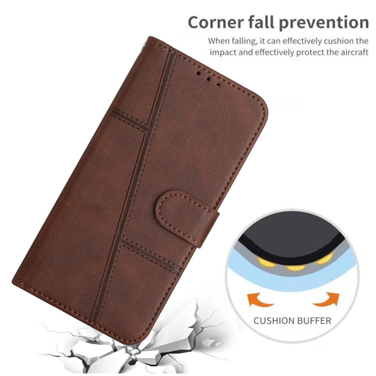 For Xiaomi Redmi K70 / K70 Pro Stitching Calf Texture Buckle Leather Phone Case(Brown) - K70 Pro Cases by buy2fix | Online Shopping UK | buy2fix