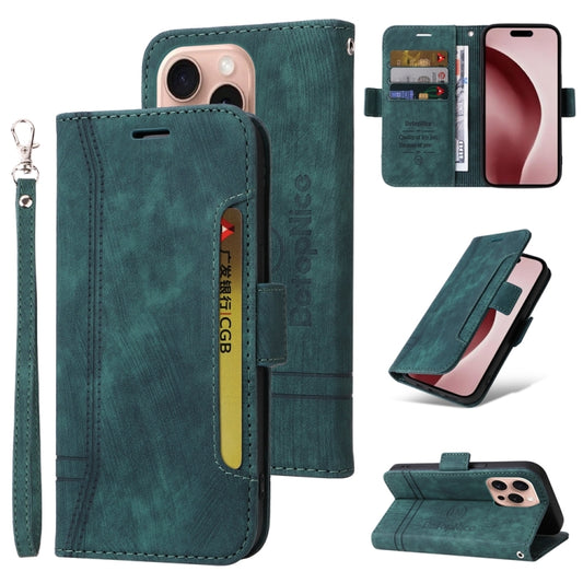 For iPhone 16 Pro BETOPNICE Dual-side Buckle Leather Phone Case(Green) - iPhone 16 Pro Cases by BETOPNICE | Online Shopping UK | buy2fix