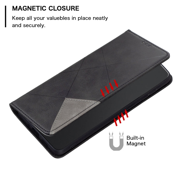 For iPhone 16 Pro Max Rhombus Texture Magnetic Leather Phone Case(Black) - iPhone 16 Pro Max Cases by buy2fix | Online Shopping UK | buy2fix