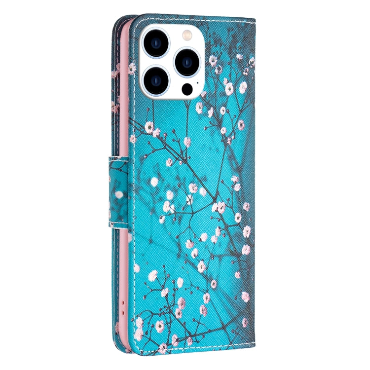 For iPhone 16 Pro Max Colored Drawing Pattern Leather Phone Case(Plum Blossom) - iPhone 16 Pro Max Cases by buy2fix | Online Shopping UK | buy2fix