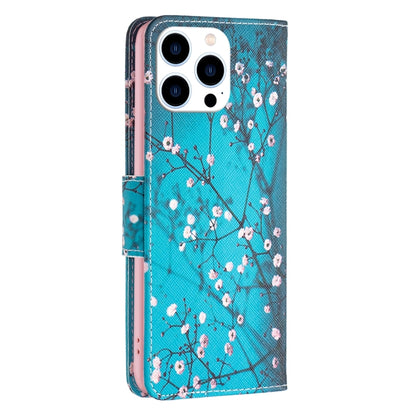 For iPhone 16 Pro Colored Drawing Pattern Leather Phone Case(Plum Blossom) - iPhone 16 Pro Cases by buy2fix | Online Shopping UK | buy2fix