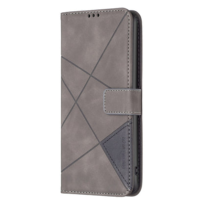 For iPhone 16 Plus Magnetic Buckle Rhombus Texture Leather Phone Case(Grey) - iPhone 16 Plus Cases by buy2fix | Online Shopping UK | buy2fix