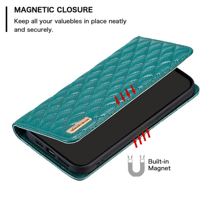 For iPhone 16 Plus Diamond Lattice Magnetic Leather Flip Phone Case(Green) - iPhone 16 Plus Cases by buy2fix | Online Shopping UK | buy2fix