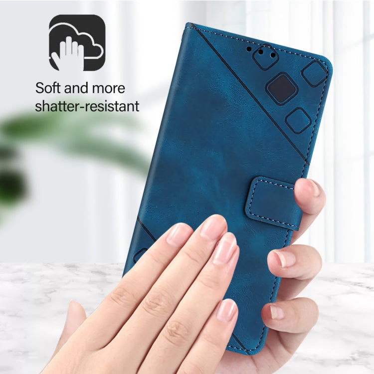 For iPhone SE 2024 Skin-feel Embossed Leather Phone Case(Blue) - More iPhone Cases by buy2fix | Online Shopping UK | buy2fix