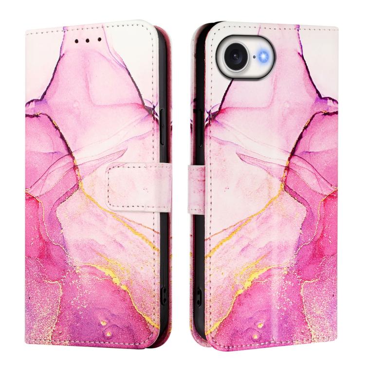 For iPhone SE 2024 PT003 Marble Pattern Flip Leather Phone Case(Pink Purple Gold LS001) - More iPhone Cases by buy2fix | Online Shopping UK | buy2fix