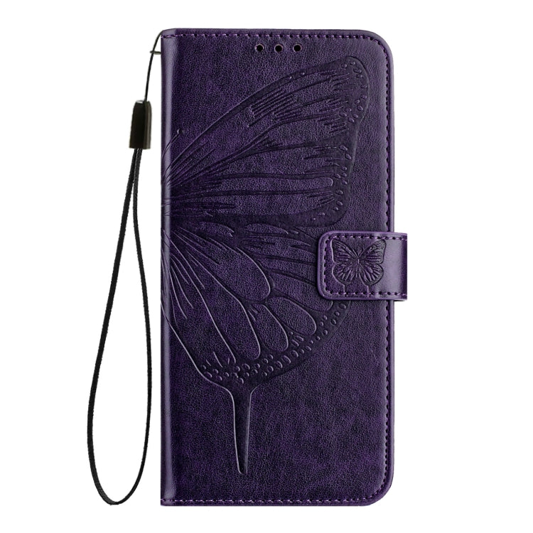 For iPhone SE 2024 Embossed Butterfly Leather Phone Case(Dark Purple) - More iPhone Cases by buy2fix | Online Shopping UK | buy2fix