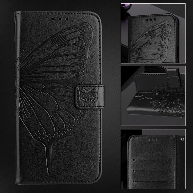 For iPhone 16 Pro Max Embossed Butterfly Leather Phone Case(Black) - iPhone 16 Pro Max Cases by buy2fix | Online Shopping UK | buy2fix