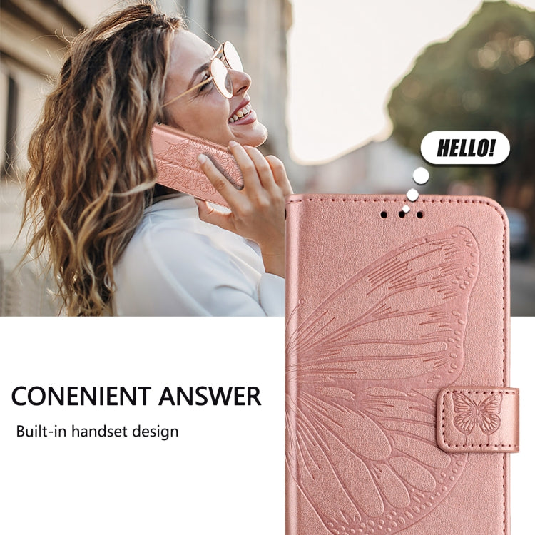 For iPhone 16 Pro Embossed Butterfly Leather Phone Case(Rose Gold) - iPhone 16 Pro Cases by buy2fix | Online Shopping UK | buy2fix