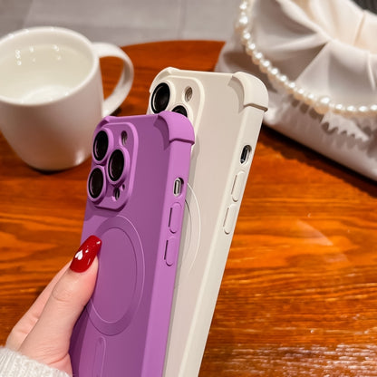 For iPhone 12 Pro Four-corner Shockproof Skin Feel MagSafe Magnetic Phone Case(Purple) - iPhone 12 / 12 Pro Cases by buy2fix | Online Shopping UK | buy2fix