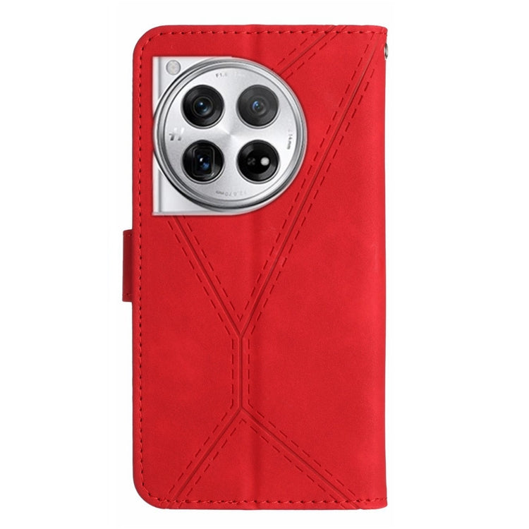 For OnePlus 12 5G Global Stitching Embossed Leather Phone Case(Red) - OnePlus Cases by buy2fix | Online Shopping UK | buy2fix