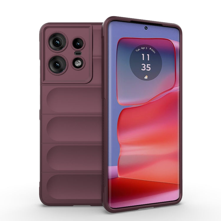 For Motorola Edge 50 Pro 5G Global Magic Shield TPU + Flannel Phone Case(Wine Red) - Motorola Cases by buy2fix | Online Shopping UK | buy2fix
