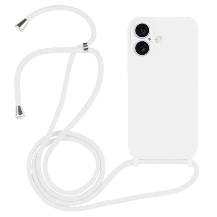 For iPhone 16 Crossbody Lanyard Liquid Silicone Case(White) - iPhone 16 Cases by buy2fix | Online Shopping UK | buy2fix