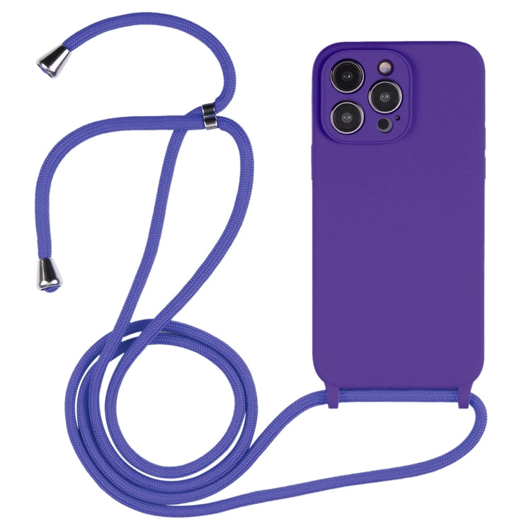 For iPhone 16 Pro Crossbody Lanyard Liquid Silicone Case(Purple) - iPhone 16 Pro Cases by buy2fix | Online Shopping UK | buy2fix