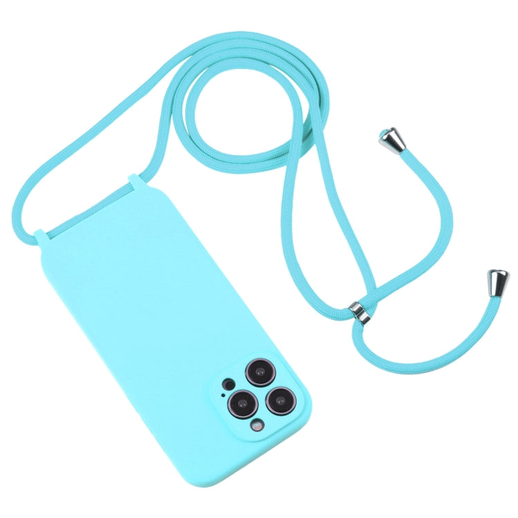 For iPhone 16 Pro Crossbody Lanyard Liquid Silicone Case(Ice Blue) - iPhone 16 Pro Cases by buy2fix | Online Shopping UK | buy2fix