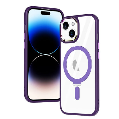 For iPhone 15 MagSafe Magnetic Invisible Holder Phone Case(Dark Purple) - iPhone 15 Cases by buy2fix | Online Shopping UK | buy2fix