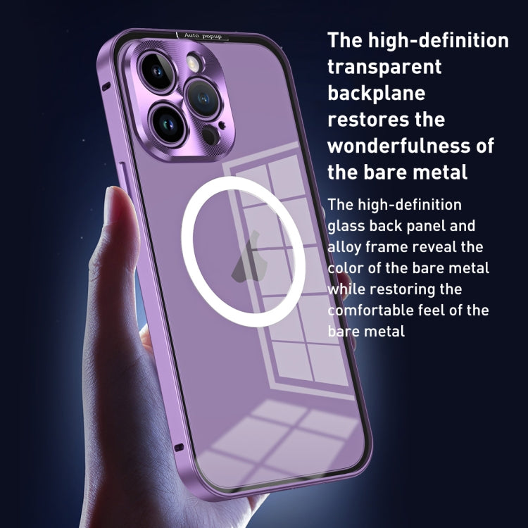 For iPhone 14 MagSafe HD Spring Buckle Metal Phone Case(Purple) - iPhone 14 Cases by buy2fix | Online Shopping UK | buy2fix