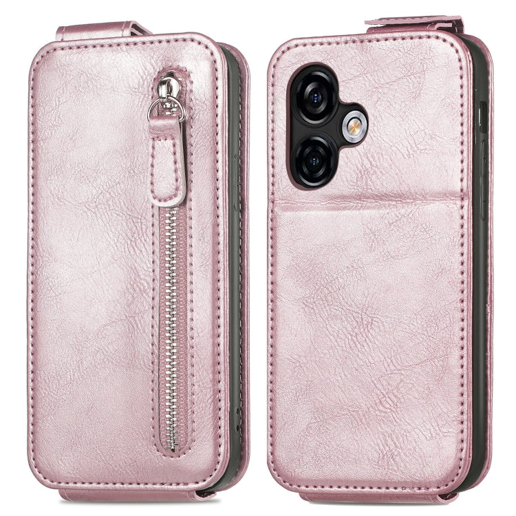 For Ulefone Note 16 Pro Zipper Wallet Vertical Flip Leather Phone Case(Rose Gold) - Ulefone Cases by buy2fix | Online Shopping UK | buy2fix