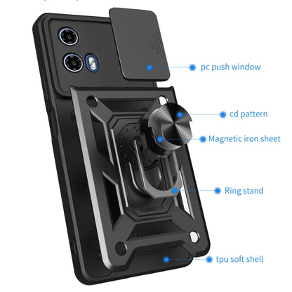 For Motorola Moto G34 5G Sliding Camera Cover Design TPU Hybrid PC Phone Case(Black) - Motorola Cases by buy2fix | Online Shopping UK | buy2fix