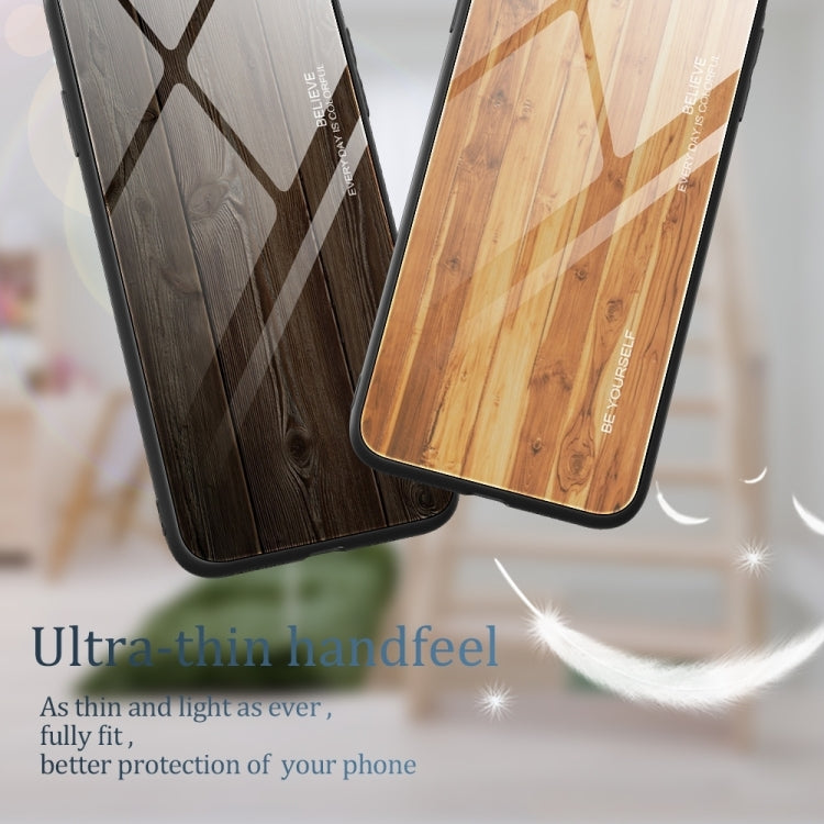 For iPhone 16 Plus Wood Grain Glass Phone Case(Grey) - iPhone 16 Plus Cases by buy2fix | Online Shopping UK | buy2fix