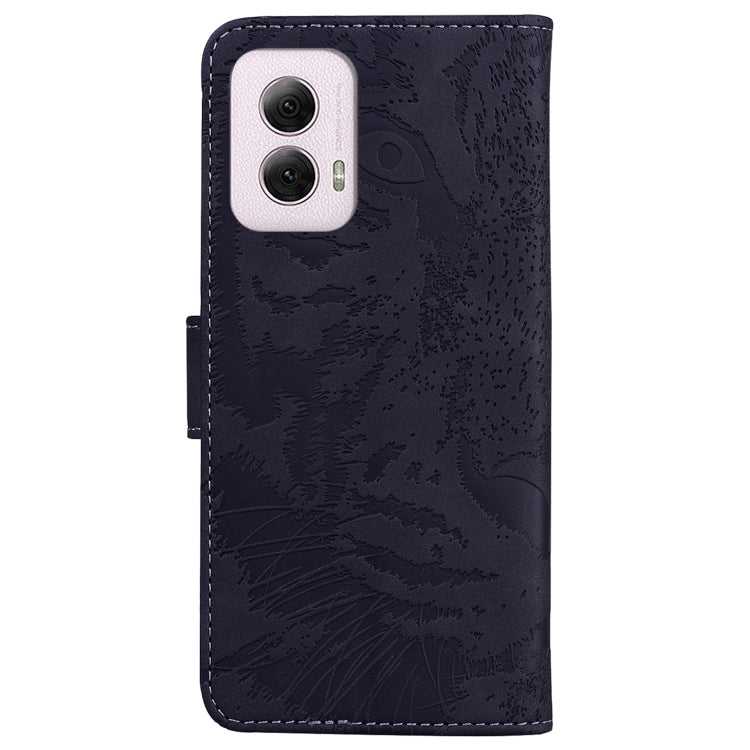 For Motorola Moto G Power 5G 2024 Tiger Embossing Pattern Leather Phone Case(Black) - Motorola Cases by buy2fix | Online Shopping UK | buy2fix