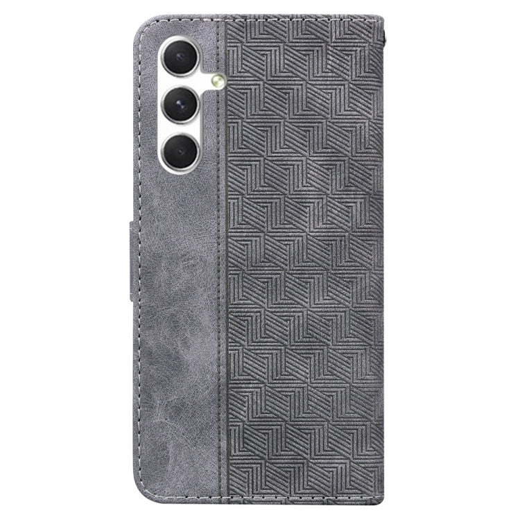 For Samsung Galaxy S24 5G Geometric Embossed Leather Phone Case(Grey) - Galaxy S24 5G Cases by buy2fix | Online Shopping UK | buy2fix