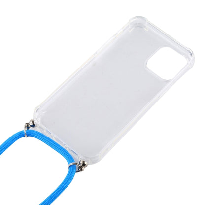 For iPhone 16 Four-Corner Shockproof Transparent TPU Case with Lanyard(Green Blue White) - iPhone 16 Cases by buy2fix | Online Shopping UK | buy2fix