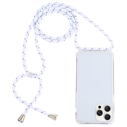 For iPhone 16 Pro Max Transparent Acrylic Airbag Shockproof Phone Protective Case with Lanyard(White Grey Rough Grain) - iPhone 16 Pro Max Cases by buy2fix | Online Shopping UK | buy2fix