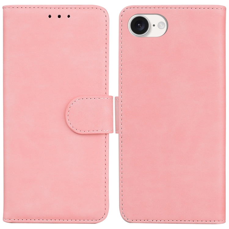 For iPhone SE 2024 Skin Feel Pure Color Flip Leather Phone Case(Pink) - More iPhone Cases by buy2fix | Online Shopping UK | buy2fix