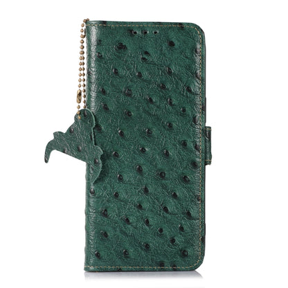 For Samsung Galaxy S23 FE 5G Ostrich Pattern Genuine Leather RFID Phone Case(Green) - Galaxy S23 FE 5G Cases by buy2fix | Online Shopping UK | buy2fix
