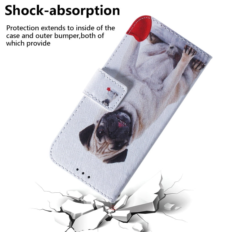 For iPhone 16 Plus Coloured Drawing Flip Leather Phone Case(Pug) - iPhone 16 Plus Cases by buy2fix | Online Shopping UK | buy2fix