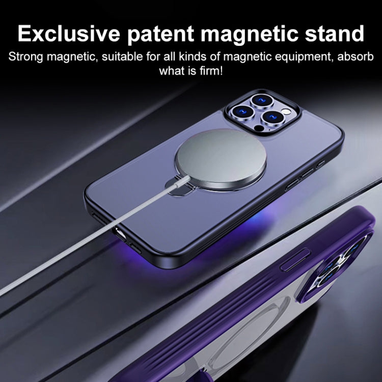 For iPhone 12 Pro Multifunctional MagSafe Holder Phone Case(Purple) - iPhone 12 / 12 Pro Cases by buy2fix | Online Shopping UK | buy2fix