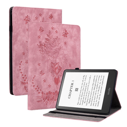 For Amazon Kindle Paperwhite 5 2023 2024 Butterfly Rose Embossed Leather Tablet Case(Pink) - Amazon by buy2fix | Online Shopping UK | buy2fix