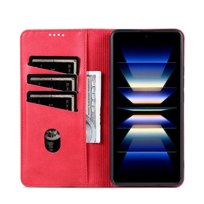 For Samsung Galaxy S24 5G AZNS Magnetic Calf Texture Flip Leather Phone Case(Red) - Galaxy S24 5G Cases by AZNS | Online Shopping UK | buy2fix