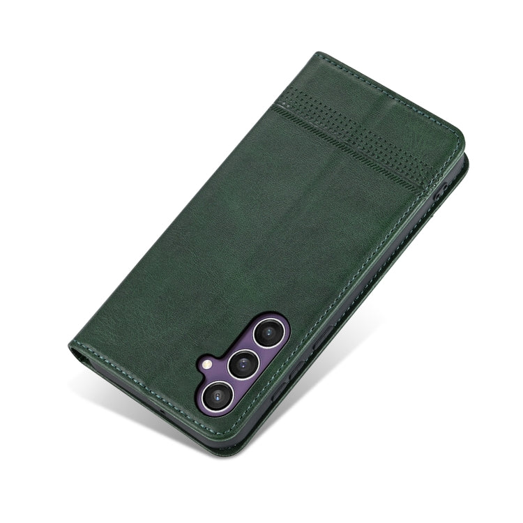 For Samsung Galaxy S24+ 5G AZNS Magnetic Calf Texture Flip Leather Phone Case(Dark Green) - Galaxy S24+ 5G Cases by AZNS | Online Shopping UK | buy2fix