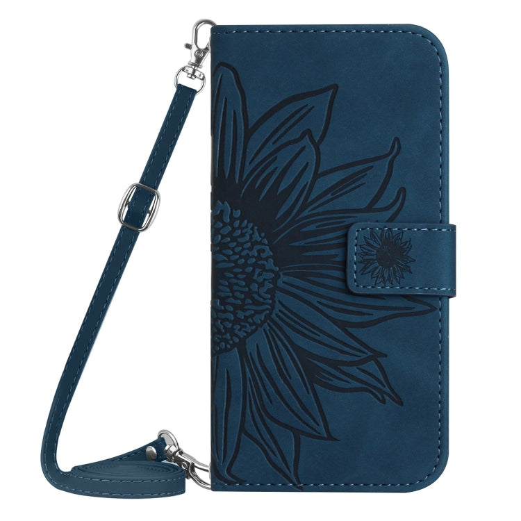 For Google Pixel 9 Skin Feel Sun Flower Embossed Flip Leather Phone Case with Lanyard(Inky Blue) - Google Cases by buy2fix | Online Shopping UK | buy2fix