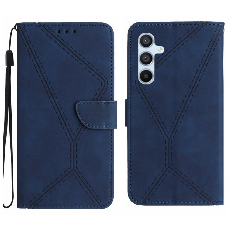 For Samsung Galaxy A25 5G Stitching Embossed Leather Phone Case(Blue) - Galaxy Phone Cases by buy2fix | Online Shopping UK | buy2fix