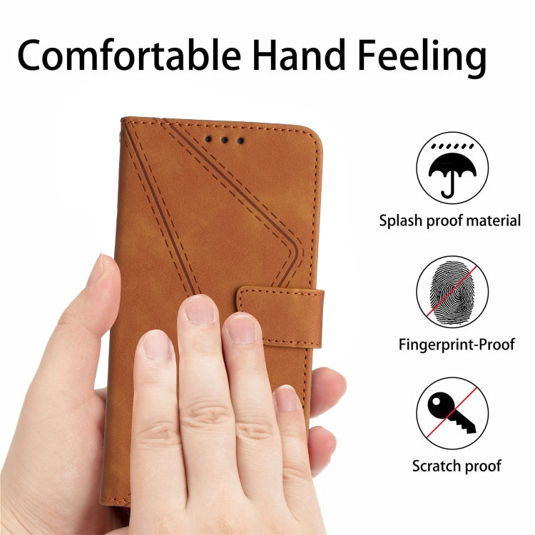 For Samsung Galaxy M34 5G Stitching Embossed Leather Phone Case(Brown) - Galaxy Phone Cases by buy2fix | Online Shopping UK | buy2fix